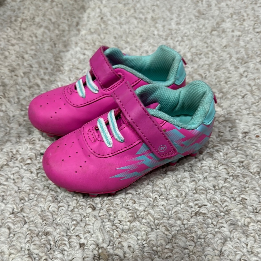 Kids Pink and Blue Soccer Cleats